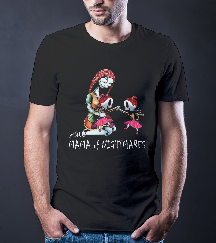 Mama Of Nightmares With Spooky Twin Girls T-Shirt