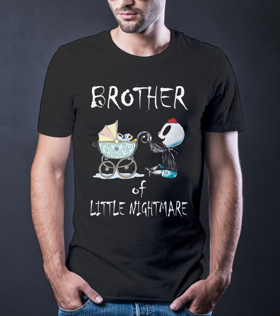 BROTHER Of LITTLE NIGHTMARE Baby Carriage Skull Figure Playful Scene T-Shirt