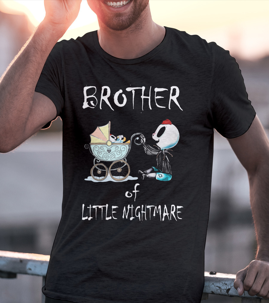 BROTHER Of LITTLE NIGHTMARE Baby Carriage Skull Figure Playful Scene T-Shirt
