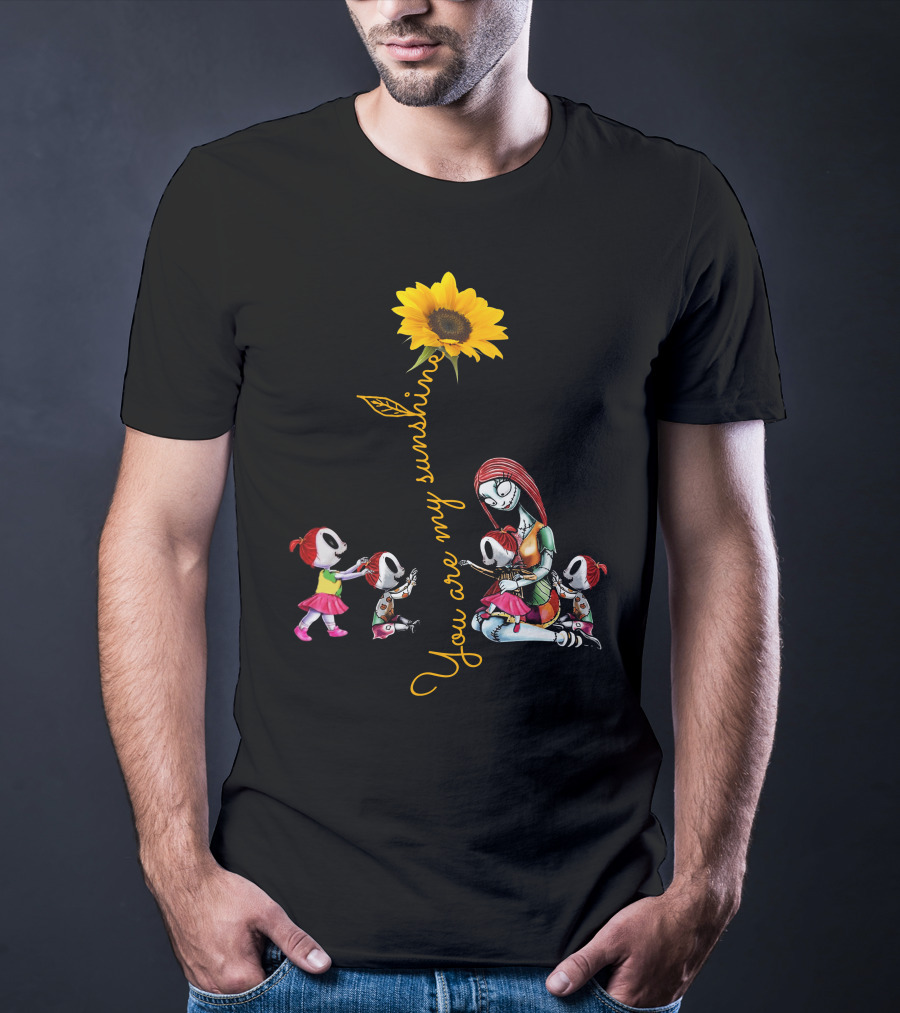 You Are My Sunshine Sunflower With 4 Girls And Stylized Character Hugging T-Shirt