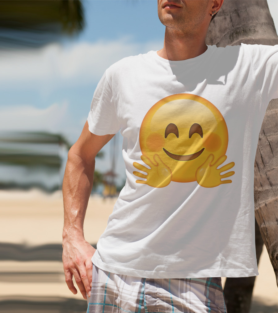 Hugging Face Smiley Emoji With Hands T-Shirt