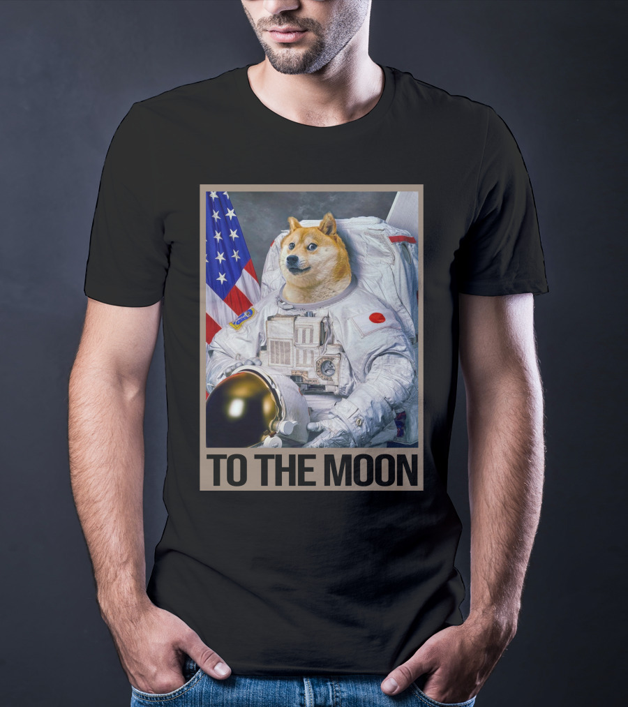 Shibainu Dogecoin Astronaut To The Moon T-Shirt