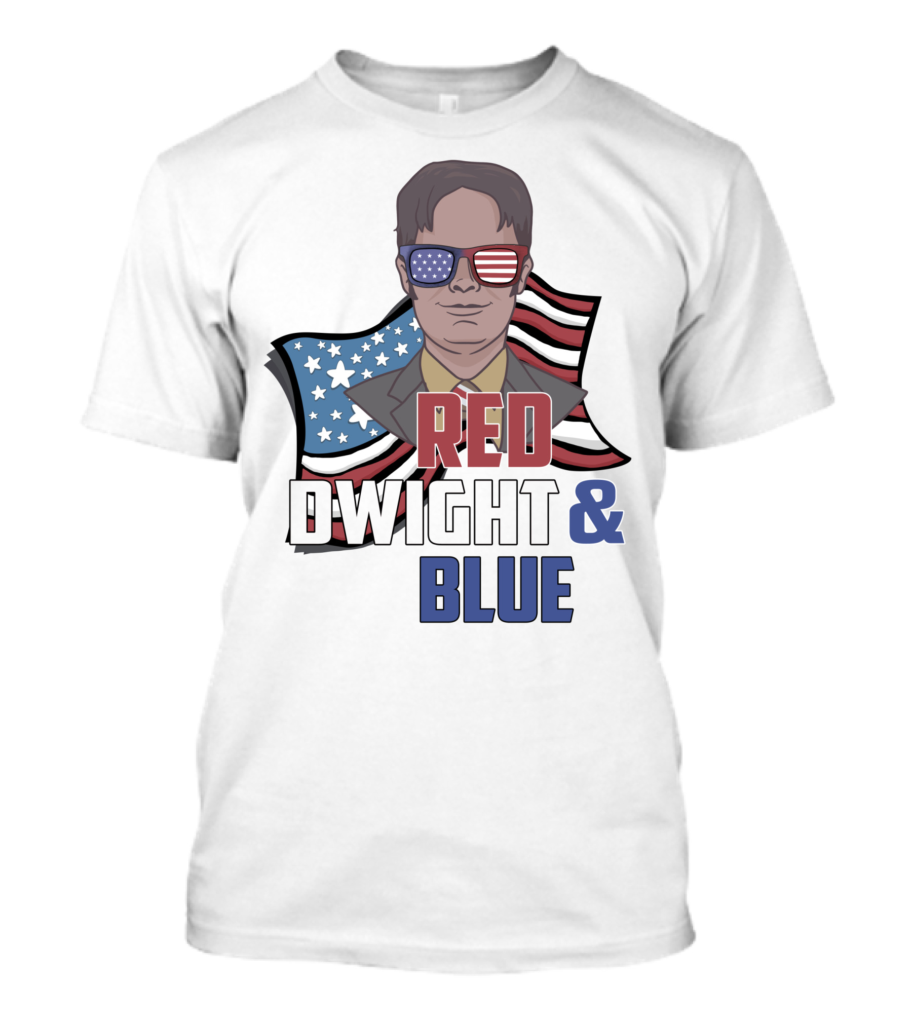 Dwight Red White And Blue Glasses American Flag T-Shirt