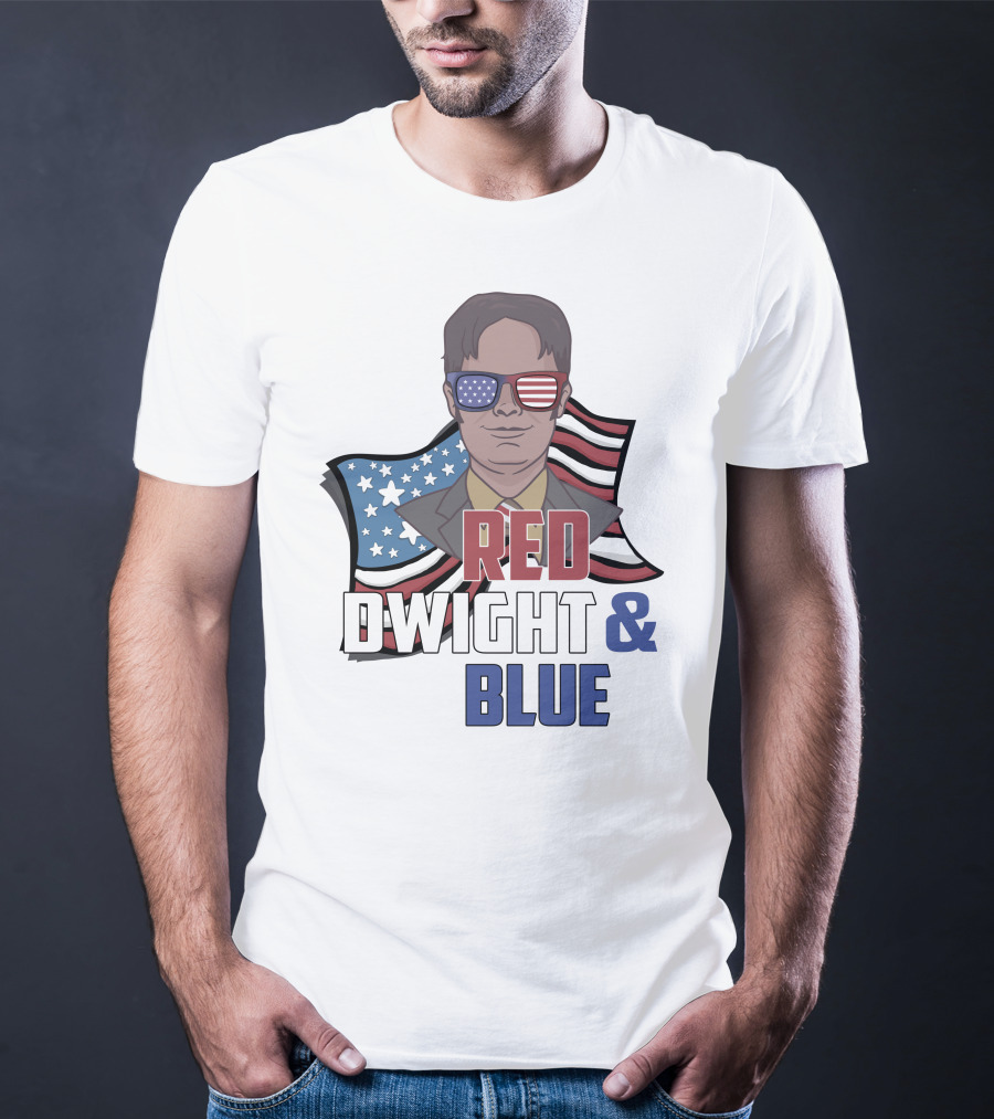 Dwight Red White And Blue Glasses American Flag T-Shirt