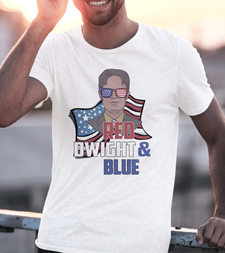Dwight Red White And Blue Glasses American Flag T-Shirt
