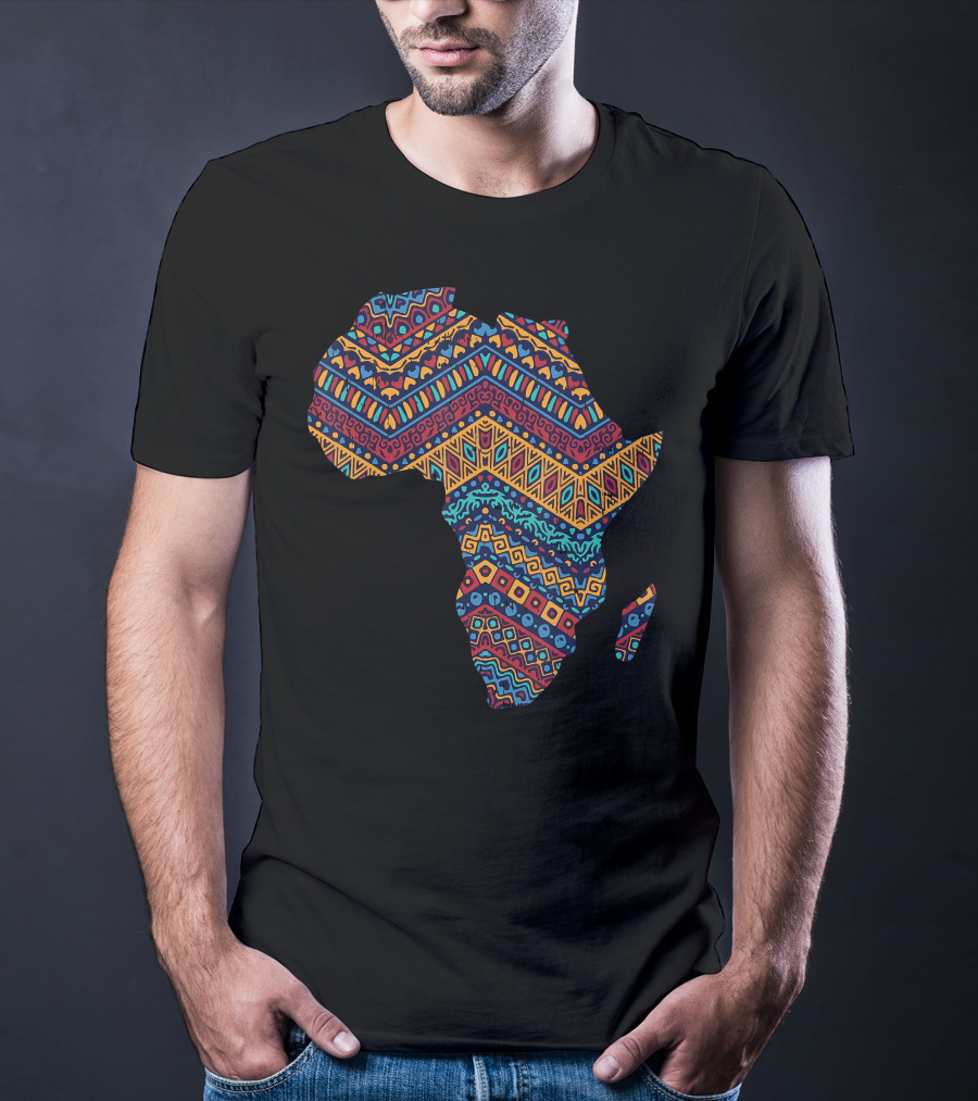 Africa Flag Kente Cloth Black Pride African American Map T-Shirt