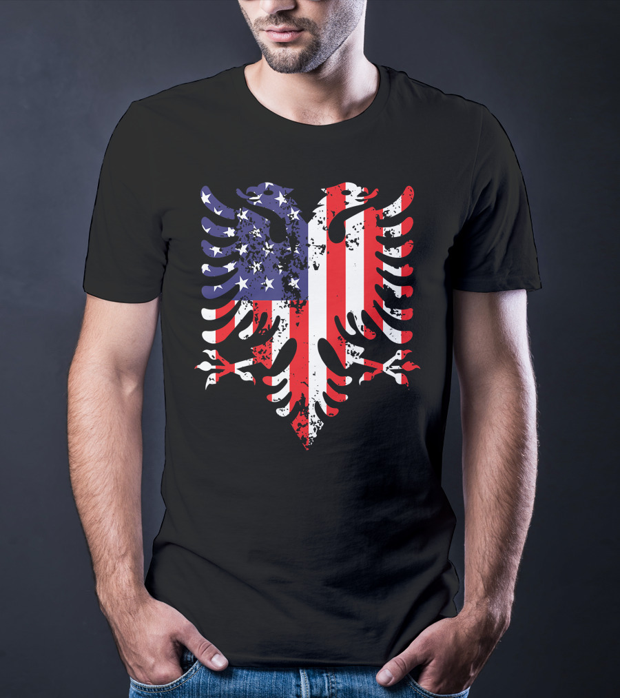 Albanian Eagle American Flag USA Albania Iconic T-Shirt