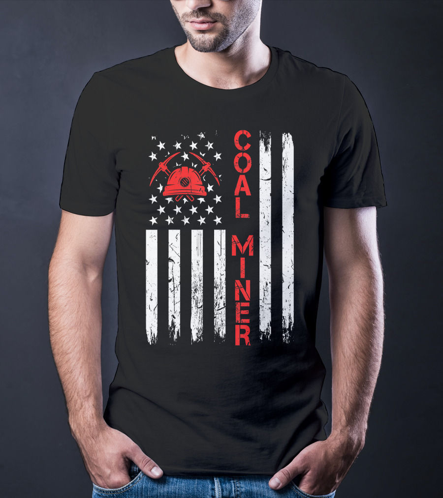 Coal Miner American USA Flag Tough Worker T-Shirt