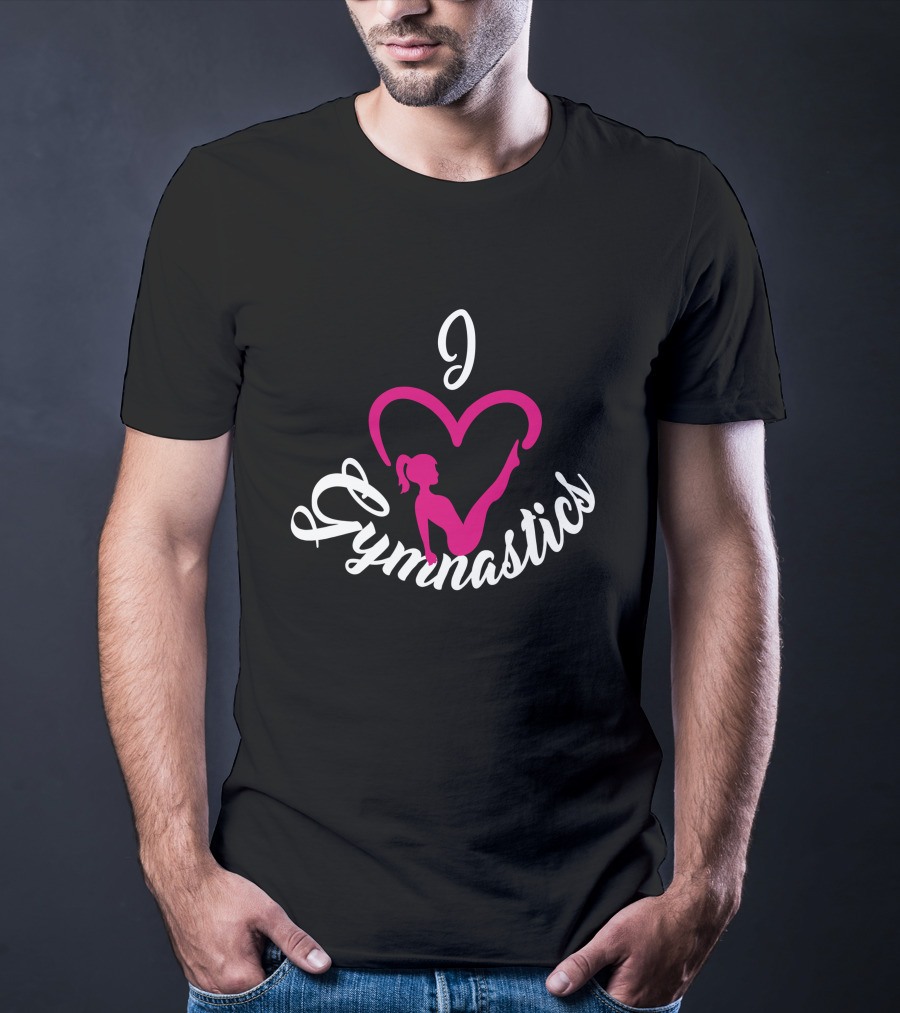 I Love Gymnastics Pink Heart T-Shirt