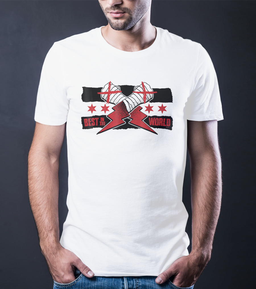 Best In The World CM Punk First AEW Gift Fists Stars Lightning Bolts T-Shirt