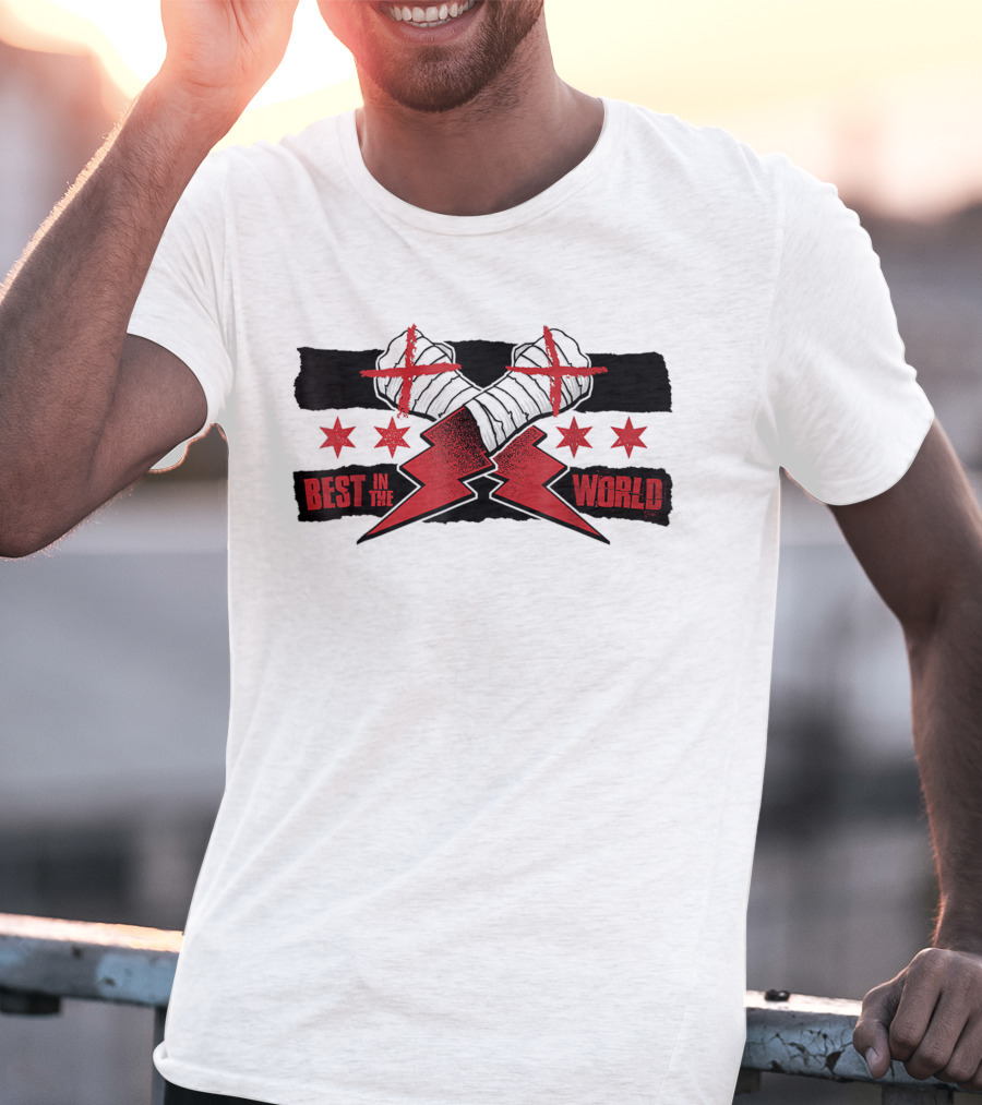 Best In The World CM Punk First AEW Gift Fists Stars Lightning Bolts T-Shirt