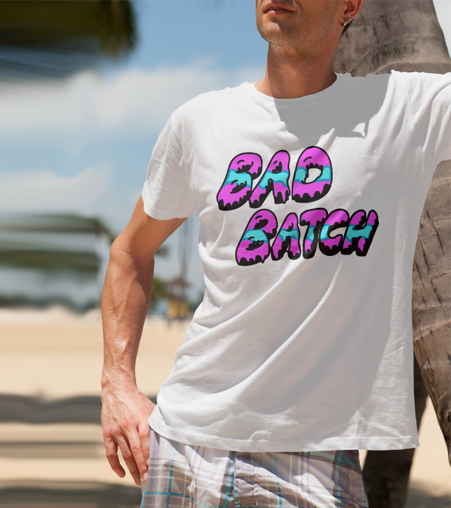Bad Batch Dripping Pink And Blue Text T-Shirt