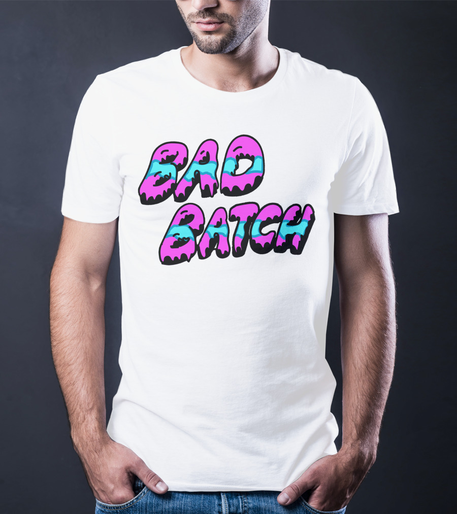 Bad Batch Dripping Pink And Blue Text T-Shirt