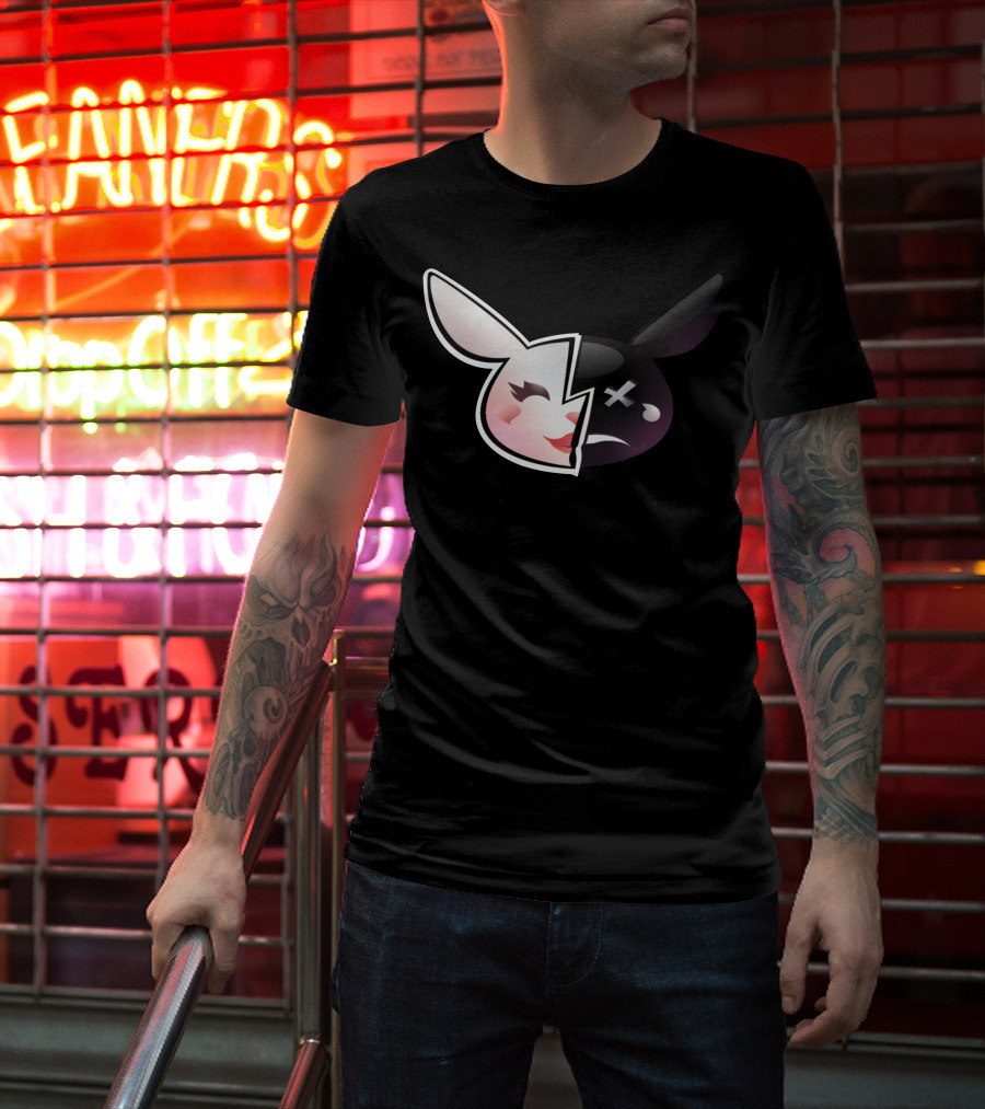 Trisha Paytas Merchandise Happy Sad Bunny Icon Split Face T-Shirt