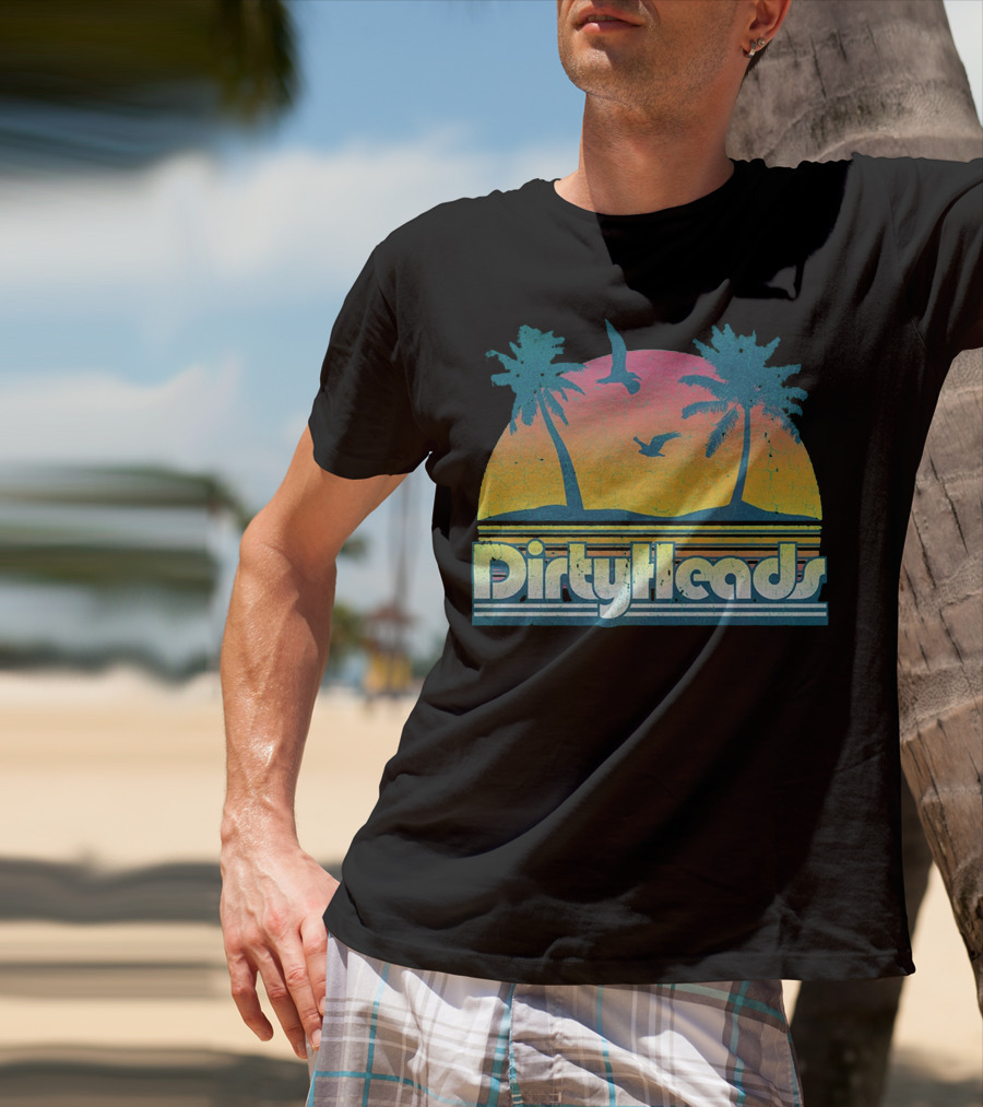 Dirty Heads Sunset Palm Trees And Birds T-Shirt