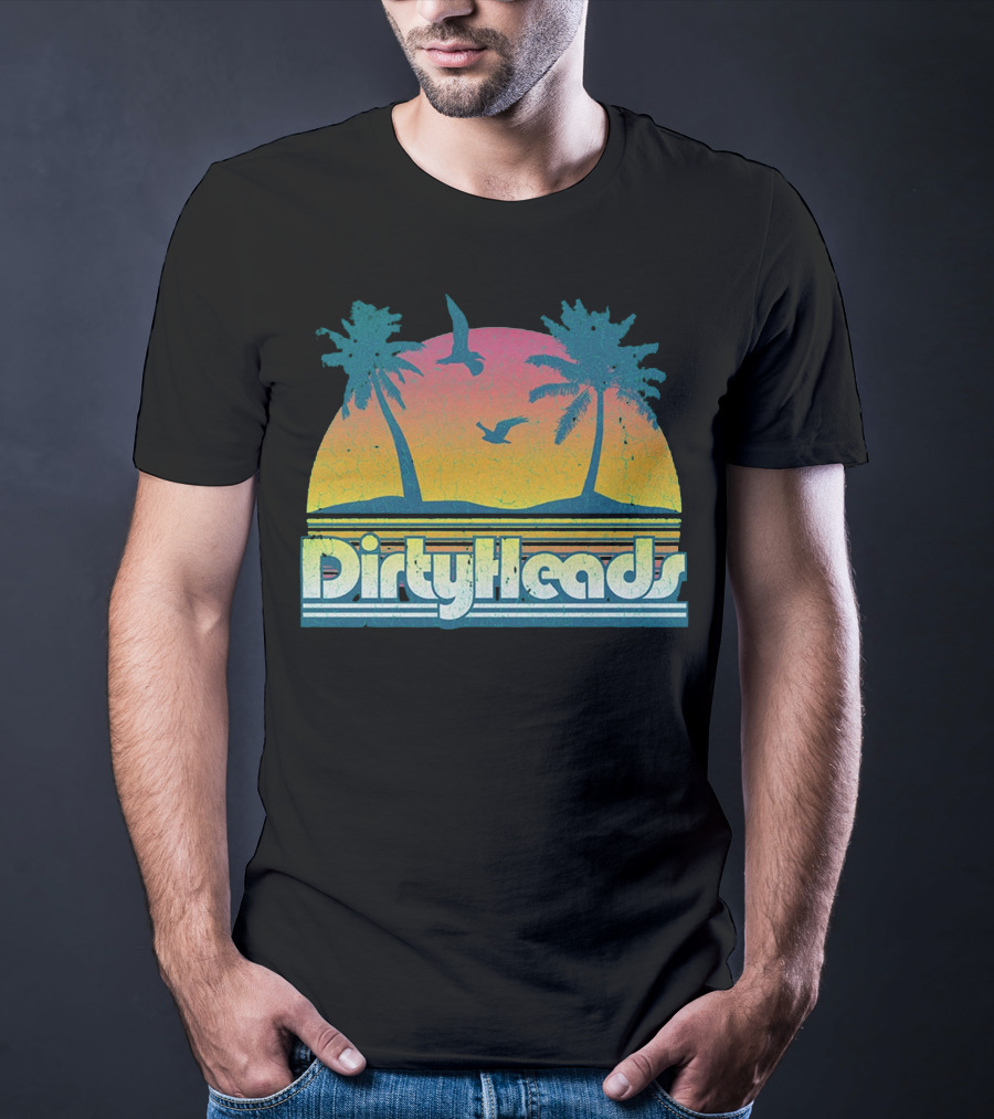 Dirty Heads Sunset Palm Trees And Birds T-Shirt