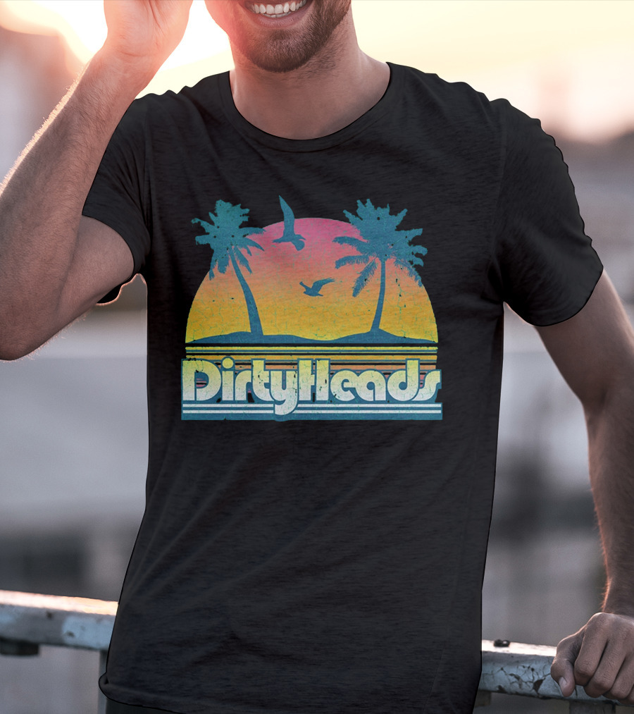 Dirty Heads Sunset Palm Trees And Birds T-Shirt
