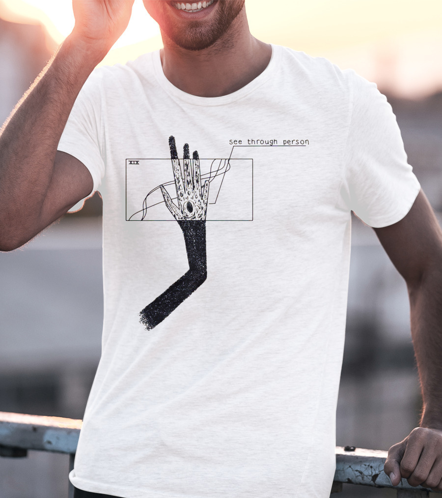 See Through Person Hand Illustration With Void Design And Abstract Lines T-Shirt