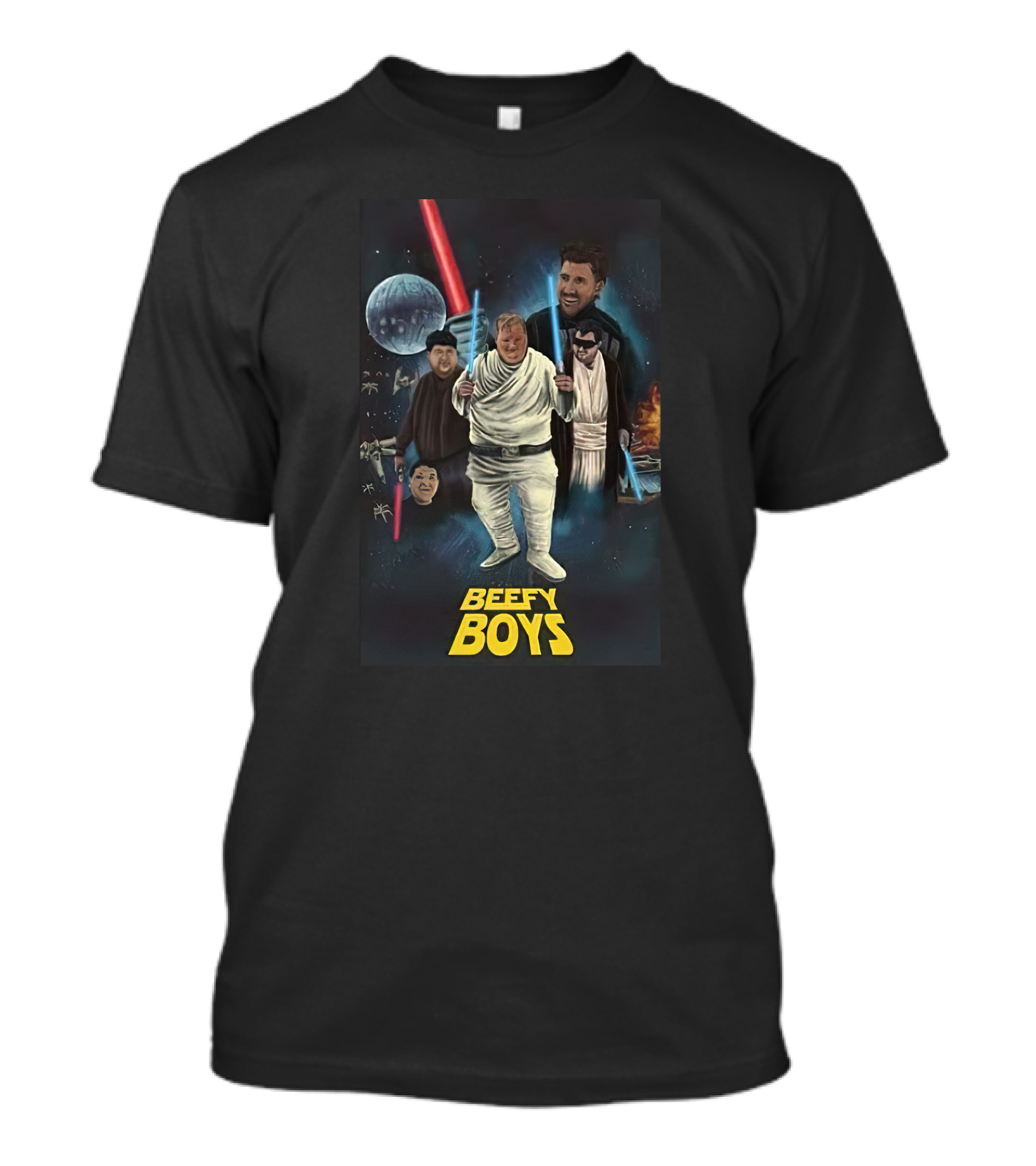Beefy Boys Parody Featuring Jeff Wittek Characters Lightsabers T-Shirt