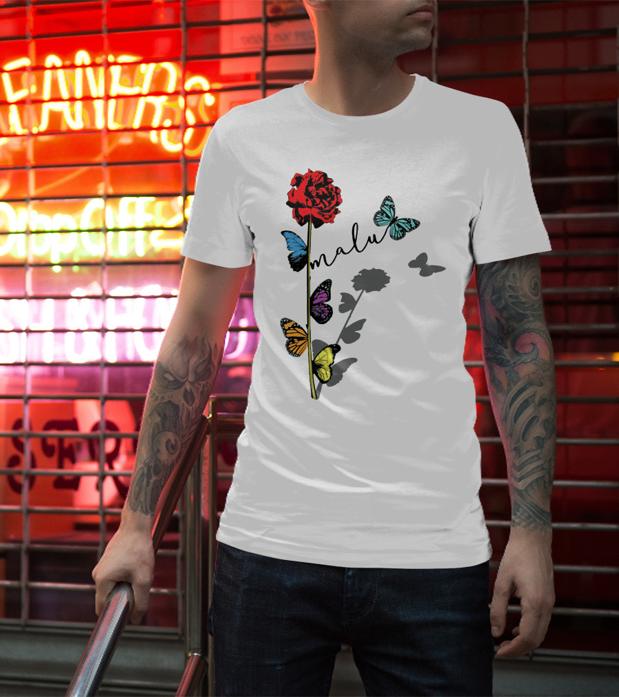 Malu Red Rose Butterflies T-Shirt