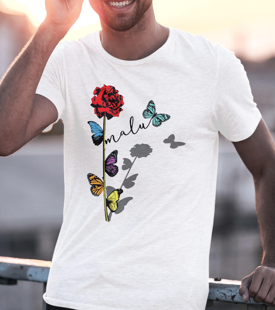 Malu Red Rose Butterflies T-Shirt