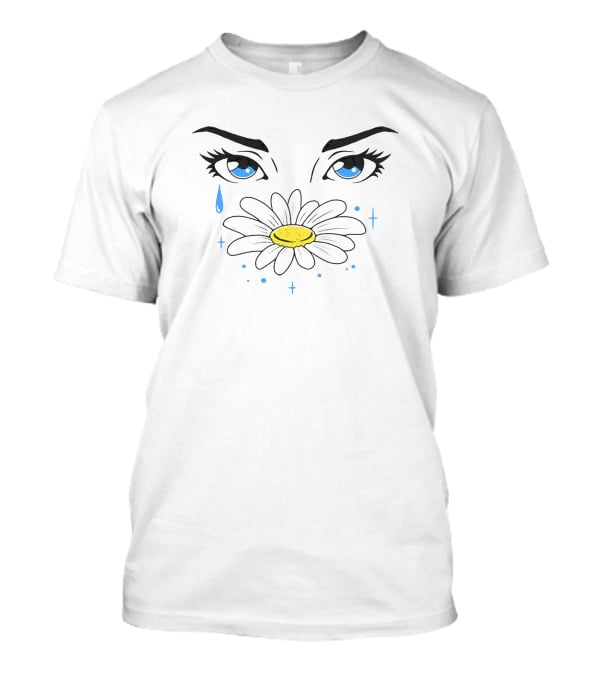 Ryancaraveo Blue Eyes Daisy Flower Teardrop T-Shirt
