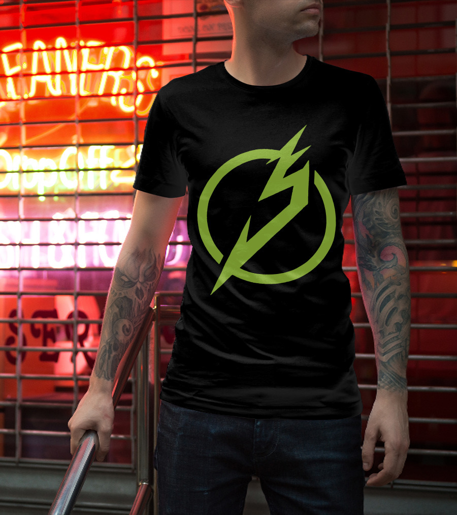 Snails Merch Electric Green Lightning Circle T-Shirt