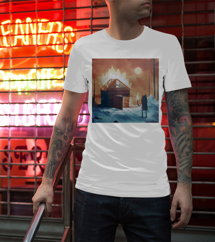 Galleons Merch Cabin Under Twilight With Frozen Forest And Firelight T-Shirt