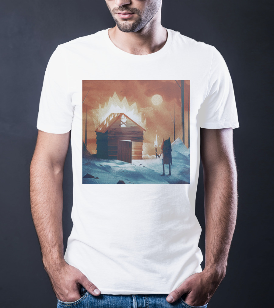 Galleons Merch Cabin Under Twilight With Frozen Forest And Firelight T-Shirt