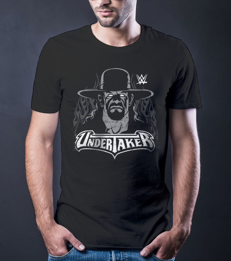 WWE Undertaker Vintage Graphic With Flames And Hat T-Shirt