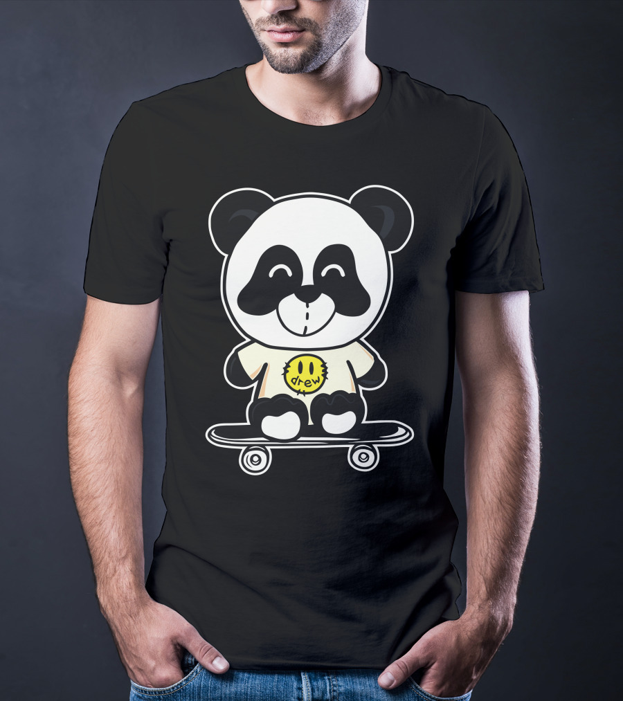 Drew House Panda Bear On Skateboard T-Shirt