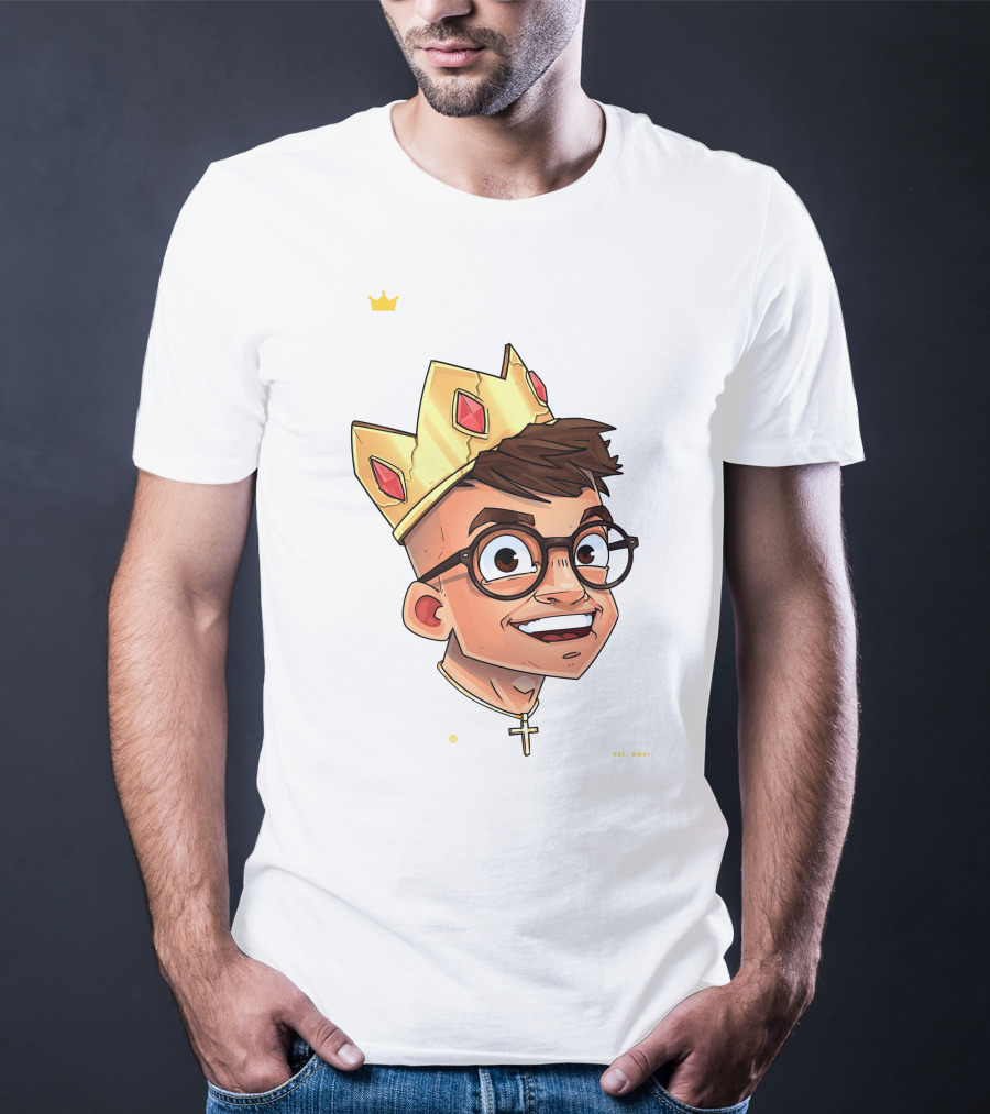 Joe Woe Thirt Crowned Cartoon With Glasses And Cross Necklace T-Shirt