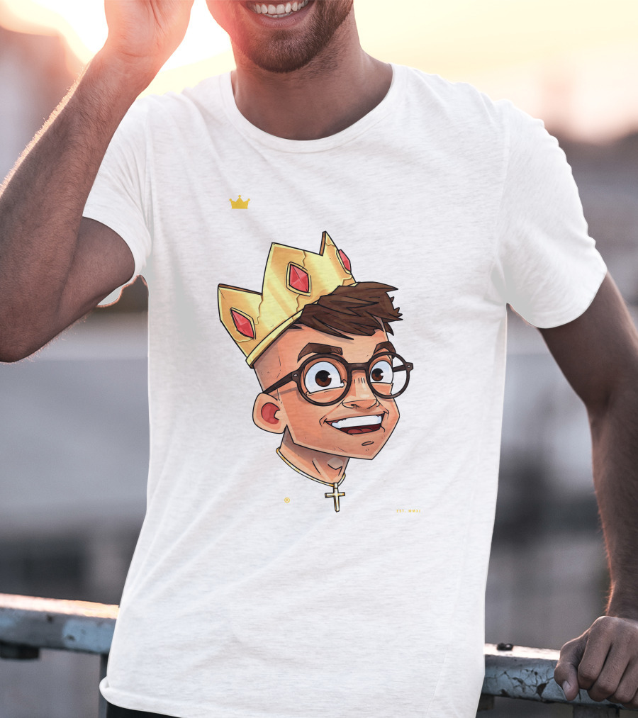 Joe Woe Thirt Crowned Cartoon With Glasses And Cross Necklace T-Shirt