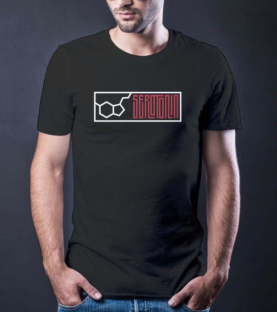Serotonin Molecule Graphic Girl In Red Merch T-Shirt