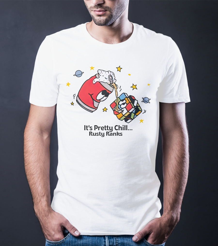 It's Pretty Chill Rusty Ranks Friday Beers Merch Rubik's Cube Planets Stars T-Shirt