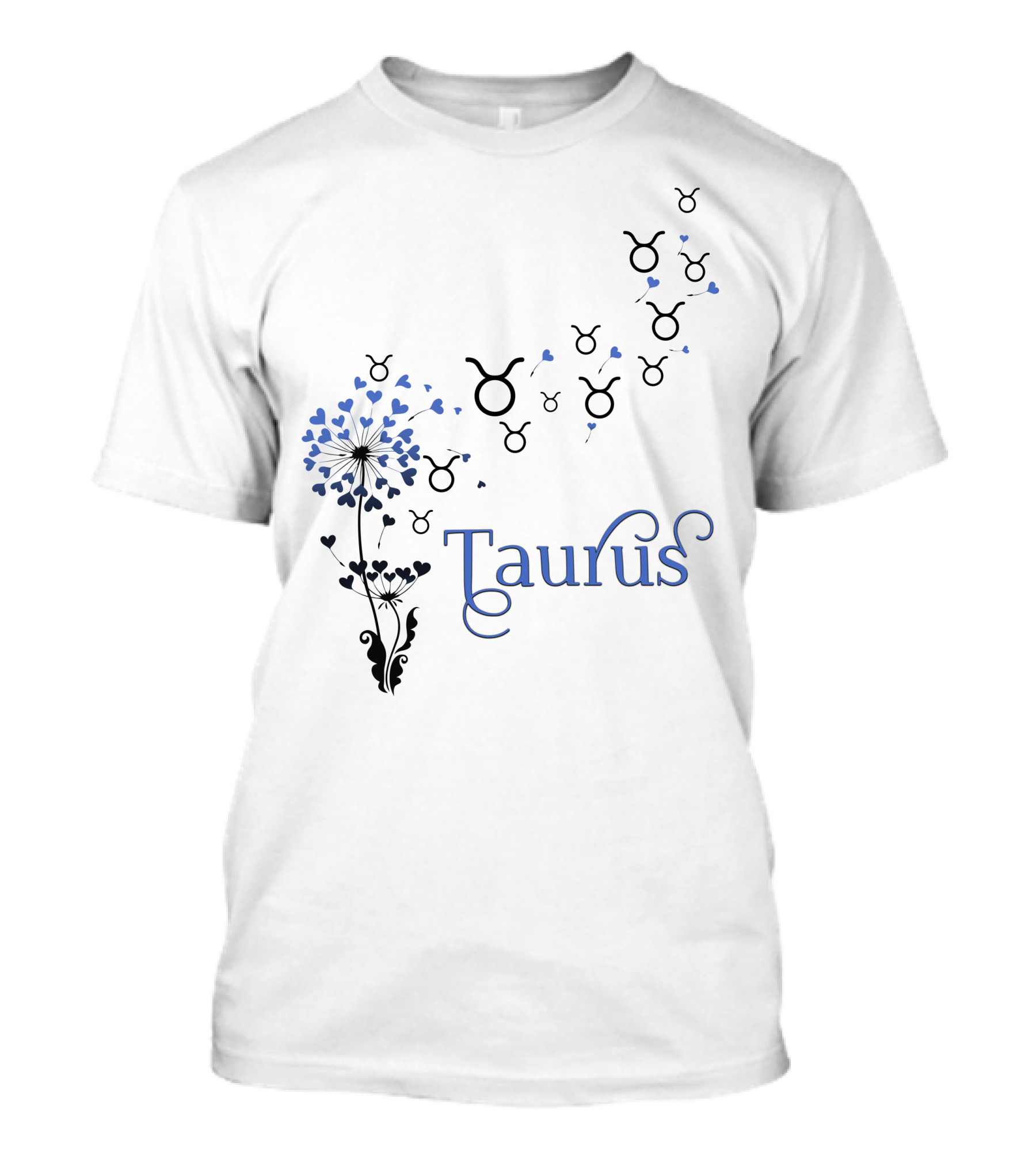 Taurus Zodiac Hearts Flower With Taurus Symbols T-Shirt
