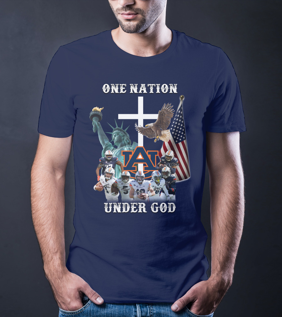 One Nation Under God AU Team With Liberty Cross And Flag T-Shirt