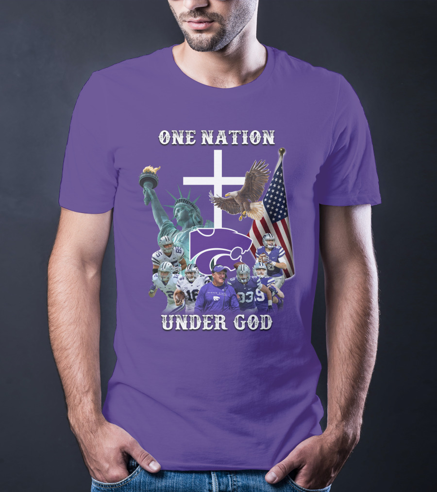 KSW Nation One Nation Under God Statue Of Liberty Cross American Flag Eagle Football T-Shirt