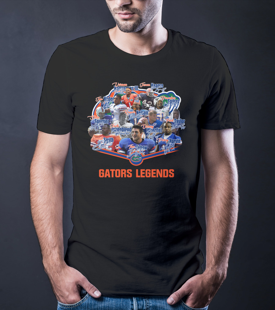 Florida Gators Legends Tim Tebow Emmitt Smith Jevon Kearse Percy Harvin Danny Wuerffel T-Shirt
