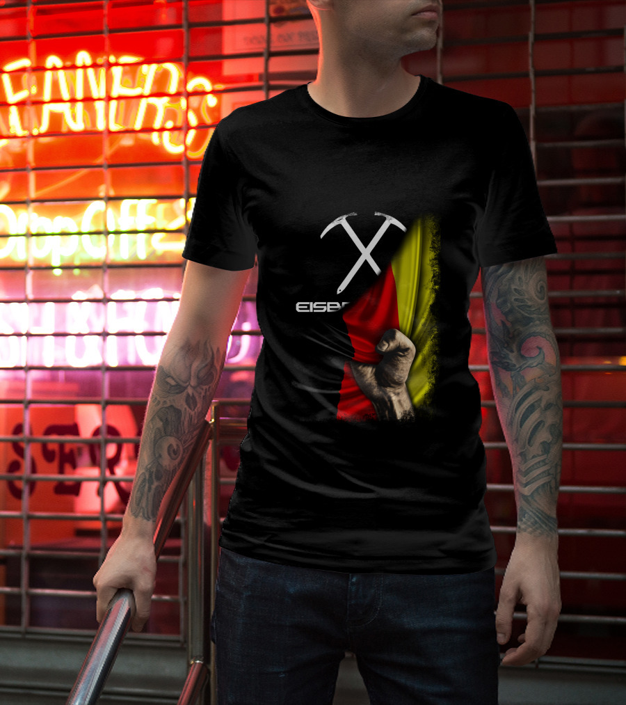 Eisbrecher Flagge Duo Pickaxes German Colors Fist T-Shirt