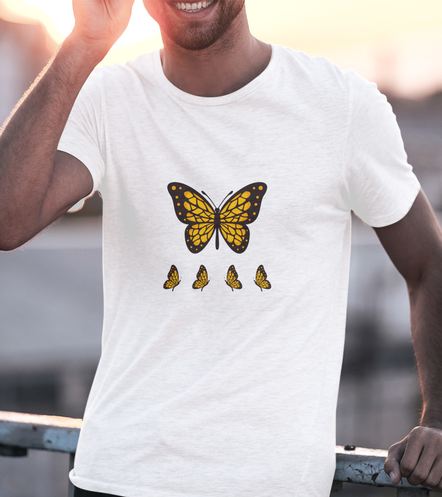 Yellow Butterfly Monarch Design Collection T-Shirt