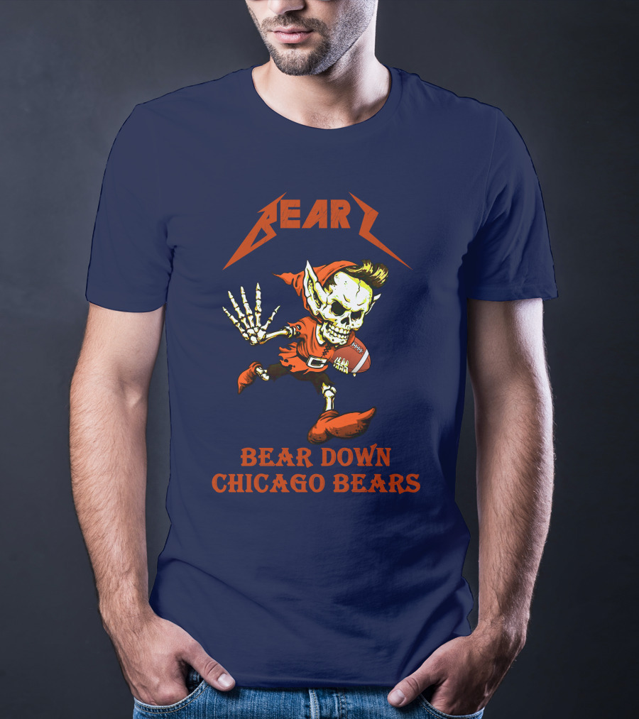 BEAR DOWN CHICAGO BEARS H101 SKELETON FOOTBALL PLAYER T-Shirt