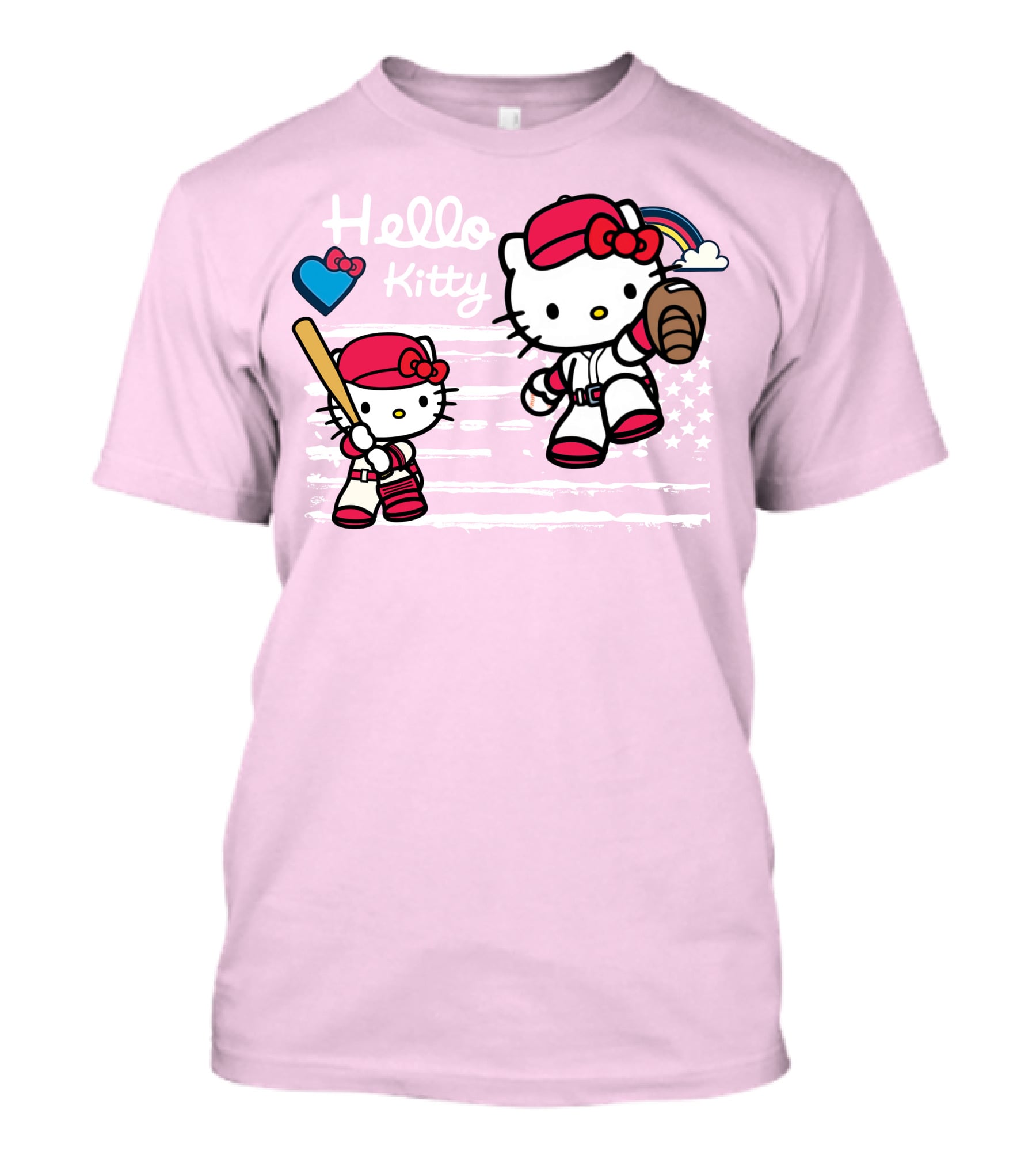 Hello Kitty Baseball American Flag Theme For Fans T-Shirt