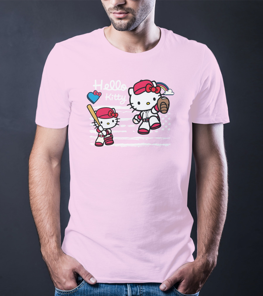 Hello Kitty Baseball American Flag Theme For Fans T-Shirt
