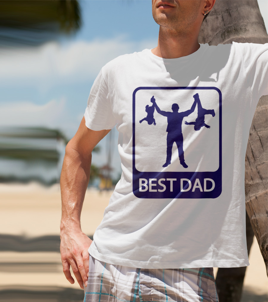 Best Dad Silhouette Holding Kids Playfully T-Shirt