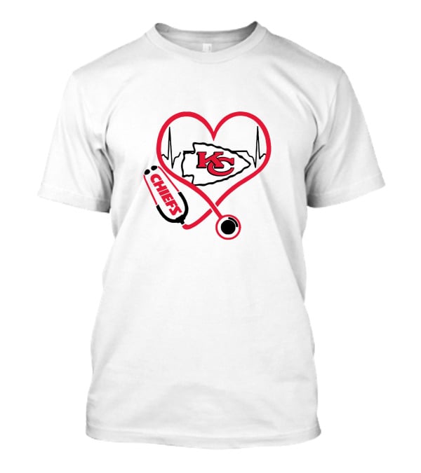 Stethoscope Heartbeat Kansas City Chiefs Nurse T-Shirt