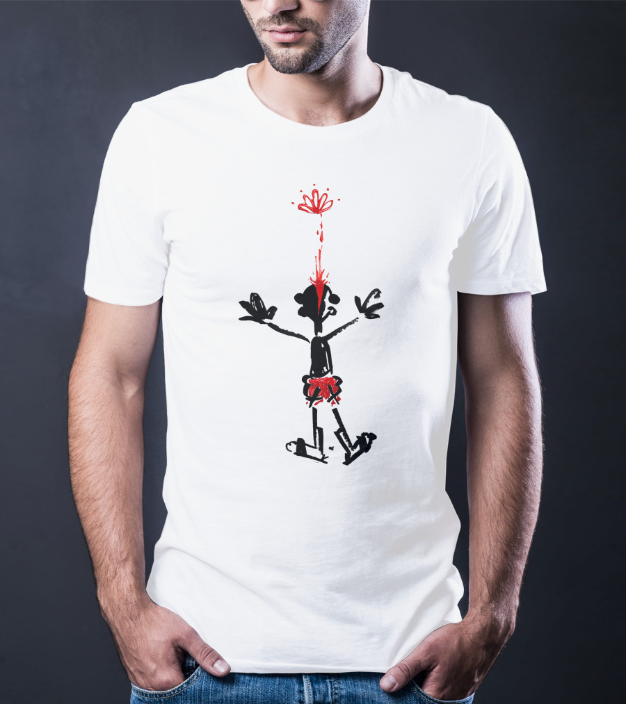 Lil Darkie Merch Lil Darkie Anxiety Cartoon Figure Red Splash T-Shirt