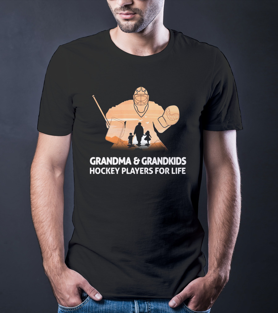Grandma And Grandkids Hockey Players For Life Hockey Gear T-Shirt