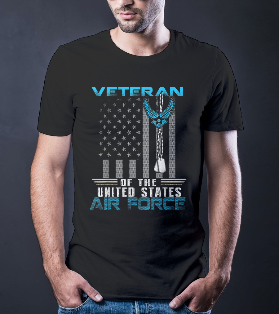 Veteran United States Air Force With Dog Tags And Flag T-Shirt