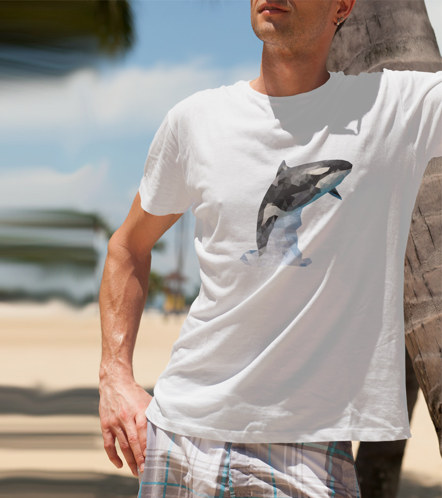 Dophil Jump Geometric Dolphin In Mid-Leap T-Shirt